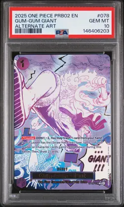 2025 ONE PIECE PRB02 ALTERNATE ART #078 GUM-GUM GIANT PSA 10 - Image 1