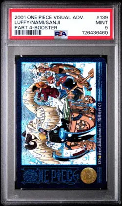 2001 CARDDASS ONE PIECE VISUAL ADVENTURE PART 4 BOOSTER LUFFY/NAMI/SANJI PSA 9 - Image 1