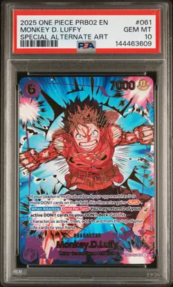 2025 ONE PIECE PRB02-PREMIUM BOOSTER SPECIAL ALT ART #061 MONKEY D. LUFFY PSA 10 - Image 1