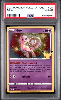 2021 POKEMON CELEBRATIONS #011 MEW PSA 8 Card Holo - Image 1