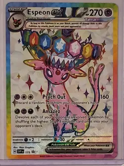 Pokemon Espeon ex Full Art Holo Promo SVP Black Star SVP175 270 HP Card - Image 1
