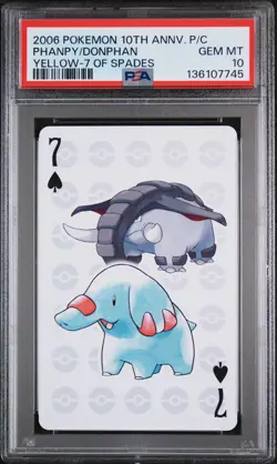 2006 POKEMON CENTER 10TH ANV PLAYING CARDS YELLOW DECK DONPHAN/PHANPY PSA 10 - Image 1