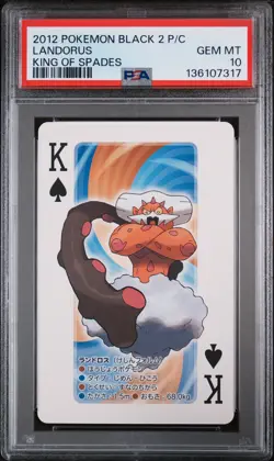 2012 POKEMON BLACK 2 PLAYING CARDS KING OF SPADES LANDORUS PSA 10 - Image 1