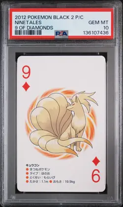 2012 POKEMON BLACK 2 PLAYING CARDS 9 OF DIAMONDS NINETALES PSA 10 - Image 1