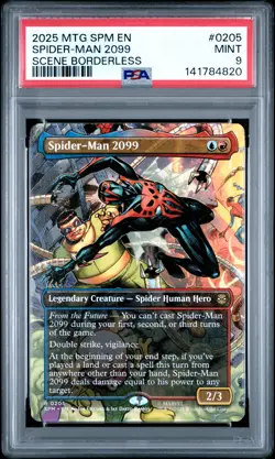 2025 MTG MARVEL'S SPIDER-MAN SCENE BORDERLESS #0205 SPIDER-MAN 2099 PSA 9 - Image 1