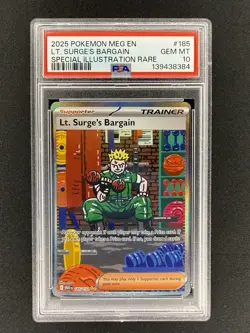 Pokemon Mega Evolution 185 Lt. Surge's Bargain Special Illustration Rare PSA 10 - Image 1