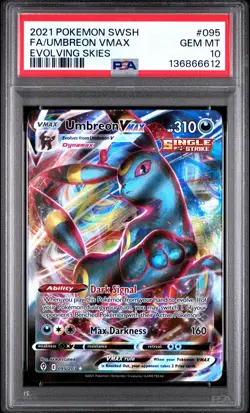 2021 POKEMON SWORD & SHIELD EVOLVING SKIES #095 FULL ART/UMBREON VMAX PSA 10 - Image 1