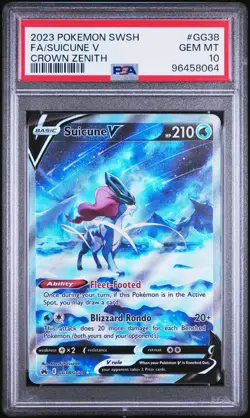 2023 POKEMON SWORD & SHIELD CROWN ZENITH #GG38 FULL ART/SUICUNE V PSA 10 - Image 1