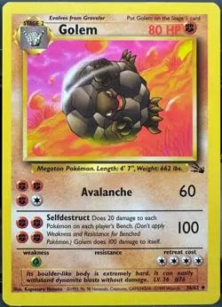 Golem 36/62 Fossil Pokemon TCG 1999 LP - Image 1