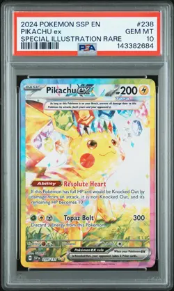 2024 POKEMON SSP EN-SURGING SPARKS SPECIAL ILLUSTRATION RARE PIKACHU EX PSA 10 - Image 1