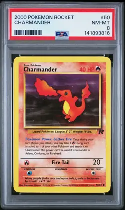 2000 POKEMON ROCKET #50 CHARMANDER PSA 8 - Image 1