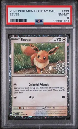 2025 POKEMON HOLIDAY CALENDAR #133 EEVEE PSA 8 - Image 1