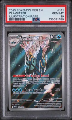 2025 POKEMON MEG EN-MEGA EVOLUTION ILLUSTRATION RARE #141 CLAWITZER PSA 10 - Image 1