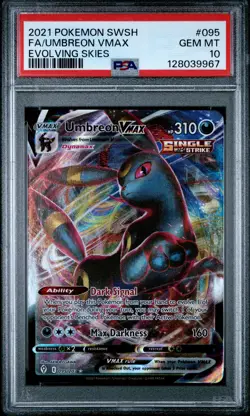 2021 POKEMON SWORD & SHIELD EVOLVING SKIES #095 FULL ART/UMBREON VMAX PSA 10 - Image 1