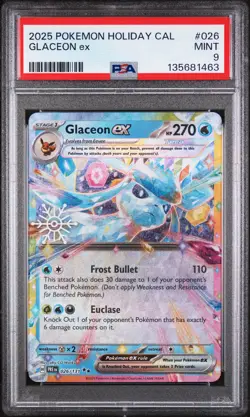2025 POKEMON HOLIDAY CALENDAR #026 GLACEON EX PSA 9 - Image 1