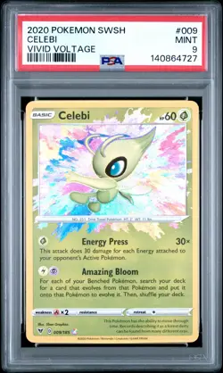 2020 POKEMON SWORD & SHIELD VIVID VOLTAGE #009 CELEBI PSA 9 - Image 1