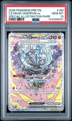 2025 POKEMON PRE SPECIAL ILLUSTRATION RARE CORNERSTONE MASK OGERPON EX PSA 10 - Image 1