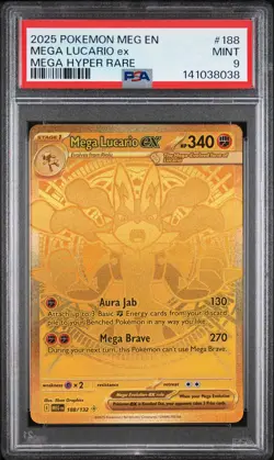 2025 POKEMON MEG EN-MEGA EVOLUTION MEGA HYPER RARE #188 MEGA LUCARIO EX PSA 9 - Image 1