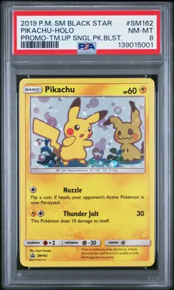 2019 POKEMON SM BLACK STAR PROMO TEAM UP SINGLE PACK BLISTERS PIKACHU-HOLO PSA 8 - Image 1