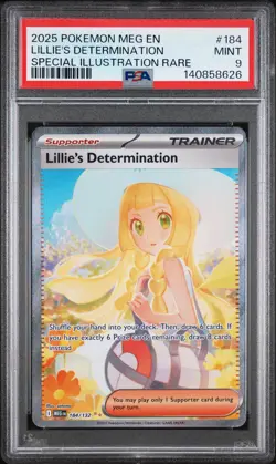 2025 POKEMON MEG SPECIAL ILLUSTRATION RARE #184 LILLIE'S DETERMINATION PSA 9 - Image 1