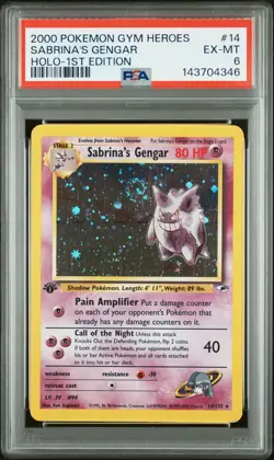 2000 POKEMON GYM HEROES HOLO-1ST EDITION #14 SABRINA'S GENGAR PSA 6 - Image 1
