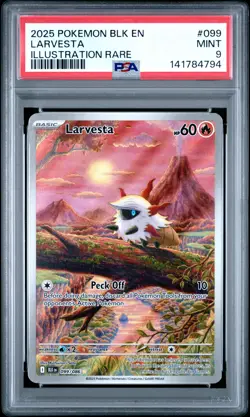 2025 POKEMON BLK EN-BLACK BOLT ILLUSTRATION RARE #099 LARVESTA PSA 9 - Image 1