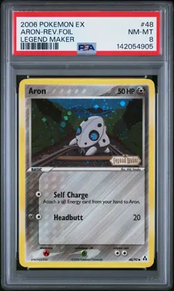 2006 POKEMON EX LEGEND MAKER #48 ARON-REVERSE FOIL PSA 8 - Image 1