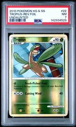 2010 POKEMON HEARTGOLD & SOULSILVER UNDAUNTED #22 TROPIUS-REVERSE FOIL PSA 7 - Image 1