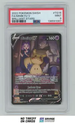 2022 Pokemon SWSH Brilliant Stars Full Art Mimikyu V PSA 9 #TG16/TG30 - Image 1