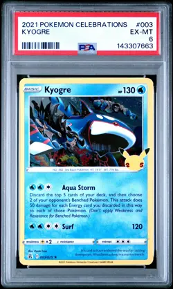 2021 POKEMON CELEBRATIONS #003 KYOGRE PSA 6 - Image 1