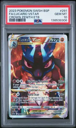 2023 POKEMON SWSH BLACK STAR PROMO #291 FULL ART/LUCARIO VSTAR PSA 10 - Image 1