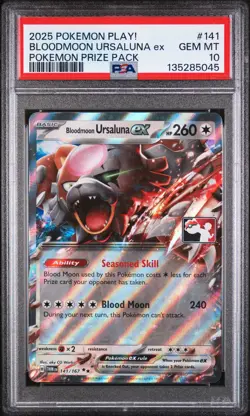 2025 POKEMON PLAY! POKEMON PRIZE PACK #141 BLOODMOON URSALUNA EX PSA 10 - Image 1