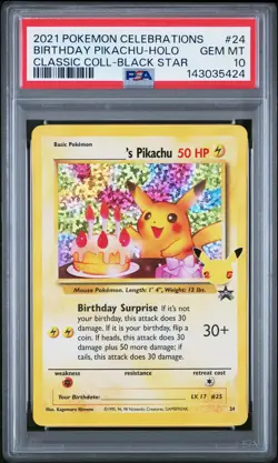 2021 POKEMON CELEBRATIONS CLASSIC COLLECTION #24 BIRTHDAY PIKACHU-HOLO PSA 10 - Image 1