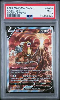 2023 POKEMON SWORD & SHIELD CROWN ZENITH #GG36 FULL ART/ENTEI V PSA 9 - Image 1