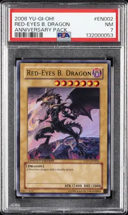 2008 YU-GI-OH! ANNIVERSARY PACK #EN002 RED-EYES B. DRAGON PSA 7 - Image 1