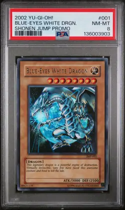 2002 YU-GI-OH! SHONEN JUMP PROMO #001 BLUE-EYES WHITE DRAGON PSA 8 - Image 1