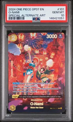 2024 ONE PIECE OP07-500 YEARS IN THE FUTURE SPECIAL ALTERNATE ART O-NAMI PSA 10 - Image 1