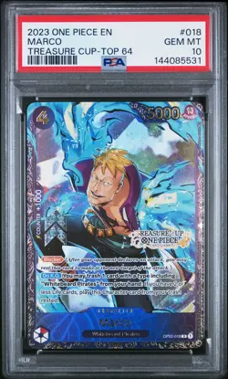 2023 ONE PIECE PROMOS TREASURE CUP 2023-TOP 64 #018 MARCO PSA 10 - Image 1
