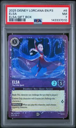 2025 DISNEY LORCANA EN P3-PROMO ELSA GIFT BOX #6 ELSA THE FIFTH SPIRIT PSA 7 - Image 1