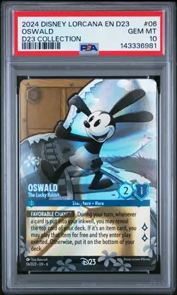 2024 DISNEY LORCANA EN D23-D23 EXPO PROMO #06 OSWALD - THE LUCKY RABBIT PSA 10 - Image 1