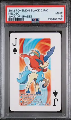2012 POKEMON BLACK 2 PLAYING CARDS JACK OF SPADES KELDEO PSA 9 - Image 1