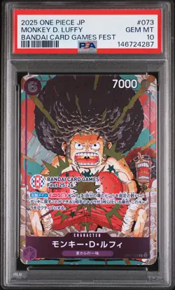 2025 ONE PIECE JPN PROMOS BANDAI CARD GAMES FEST #073 MONKEY D. LUFFY PSA 10 - Image 1