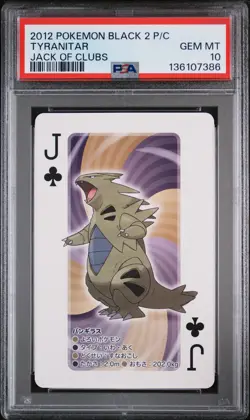 2012 POKEMON BLACK 2 PLAYING CARDS JACK OF CLUBS TYRANITAR PSA 10 - Image 1
