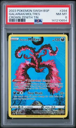 2023 Pokemon SWSH Crown Zenith Galarian Moltres BSP SWSH284 PSA 8 - Image 1