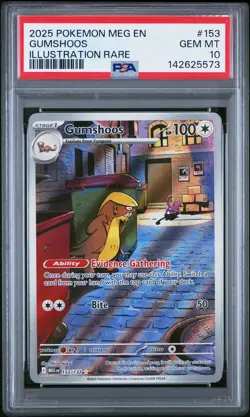 2025 POKEMON MEG EN-MEGA EVOLUTION ILLUSTRATION RARE #153 GUMSHOOS PSA 10 - Image 1