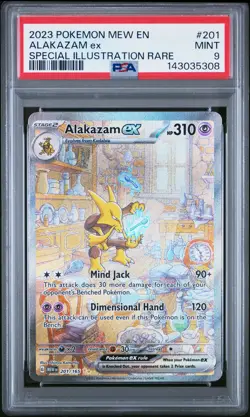 2023 POKEMON MEW EN-151 SPECIAL ILLUSTRATION RARE #201 ALAKAZAM EX PSA 9 - Image 1