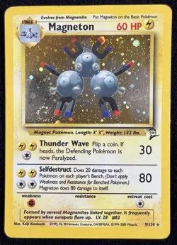 Magneton 9/130 Base Set 2 Holo Rare WOTC Pokemon Card - MP w/ 💫 SWIRL - Image 1