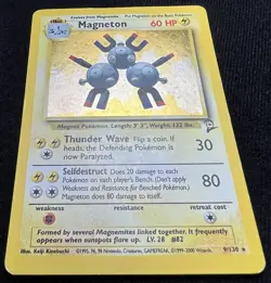 Magneton 9/130 Base Set 2 Holo Rare WOTC Pokemon Card - MP w/ 💫 SWIRL - Image 3