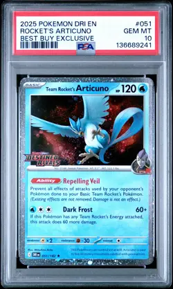 2025 POKEMON DESTINED RIVALS BEST BUY EXCLUSIVE TEAM ROCKET'S ARTICUNO PSA 10 - Image 1