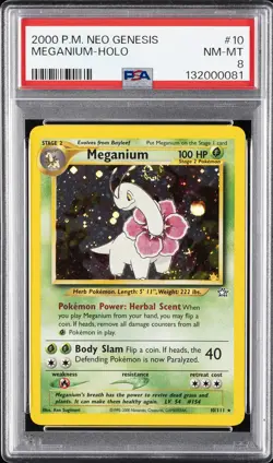 2000 POKEMON NEO GENESIS #10 MEGANIUM-HOLO PSA 8 - Image 1